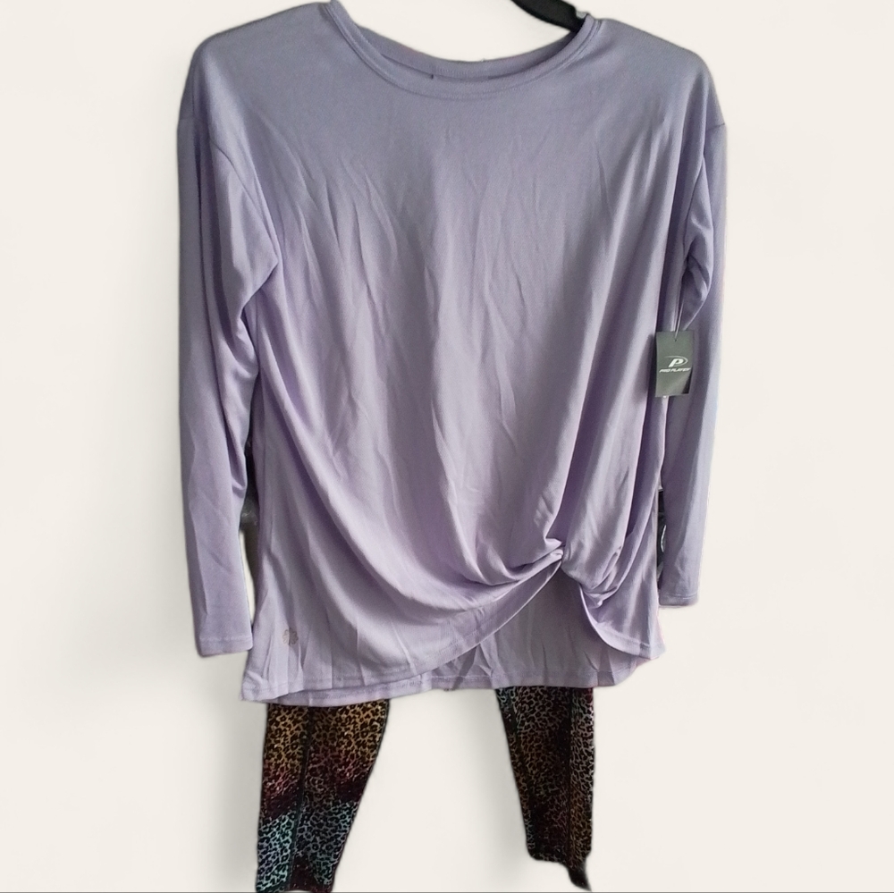NEW Leggings & Long Sleeve Side Twist Lavander Top SET